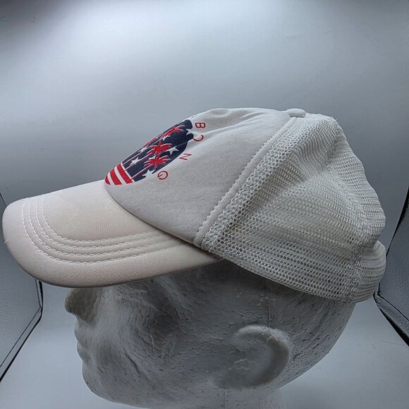 Billabong Mens Adjustable White Mesh Trucker Hat Patriotic Palm Tree Snapback - Picture 2 of 10